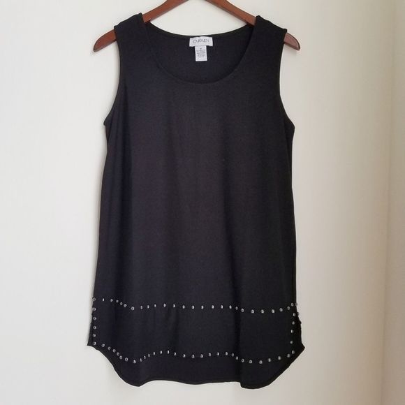 Carmen Marc Valvo Tops - CARMEN MARC VALVO Hi-Lo Studded Sleeveless Tunic